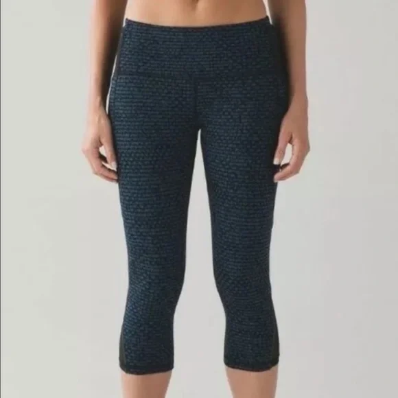 Lululemon Free Runner Crop (19") Shatter Weave Desert Teal Alberta Lake … - Picture 4 of 12